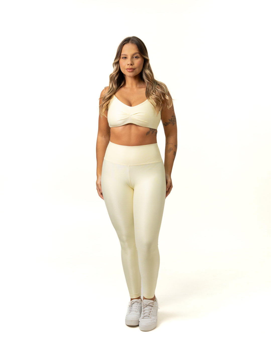Legging Básica + Top Lívia - Compressão Amarelo Pastel