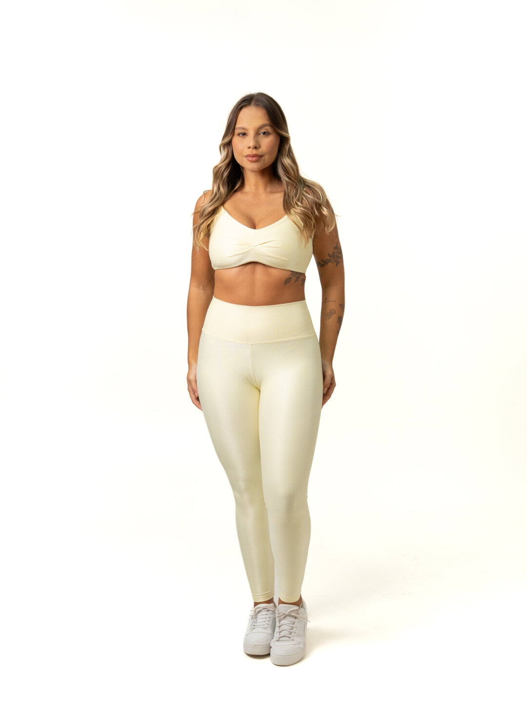 Legging Básica + Top Lívia - Compressão Amarelo Pastel