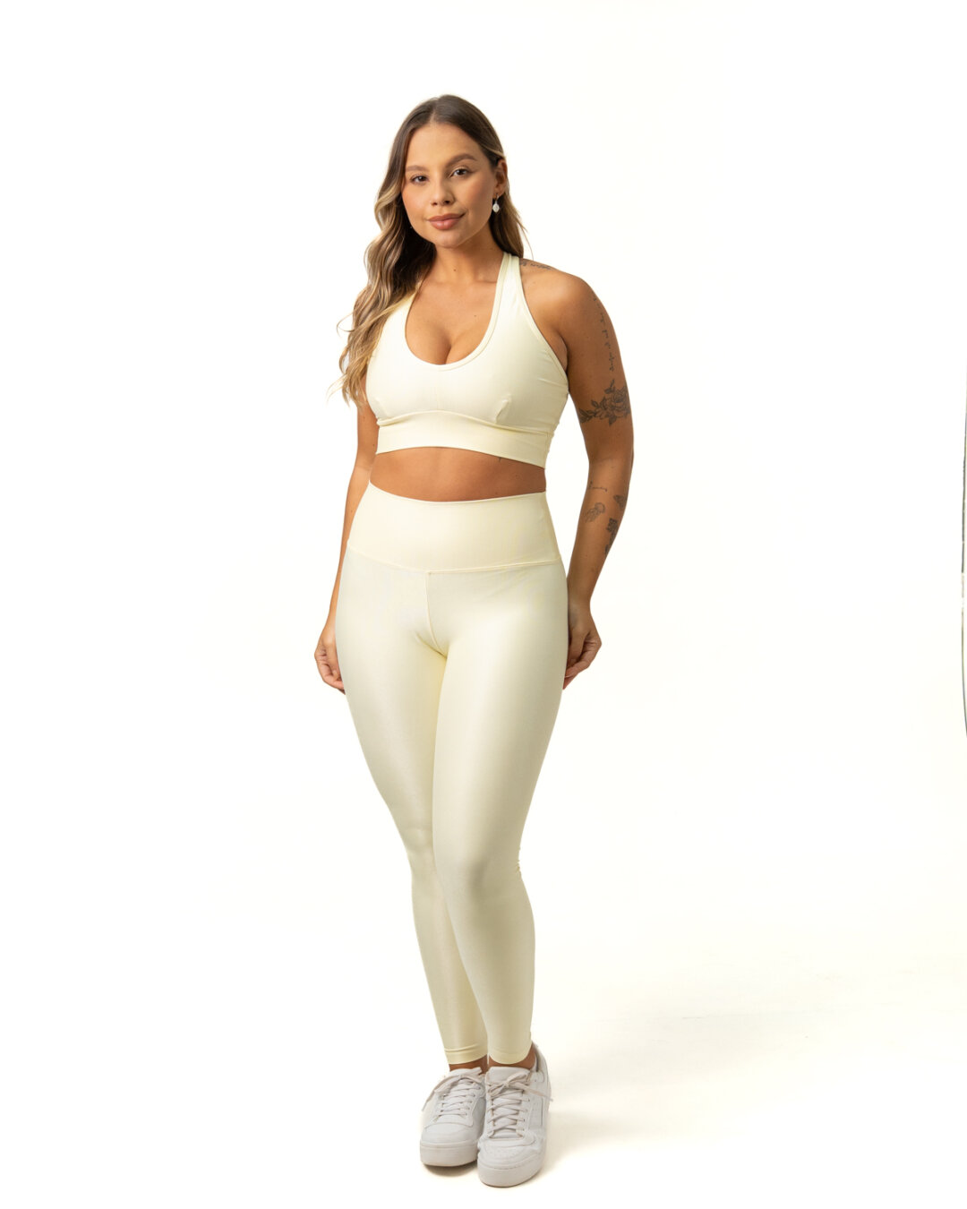 Legging Básica + Top 3 em 1 - Compressão Amarelo Pastel