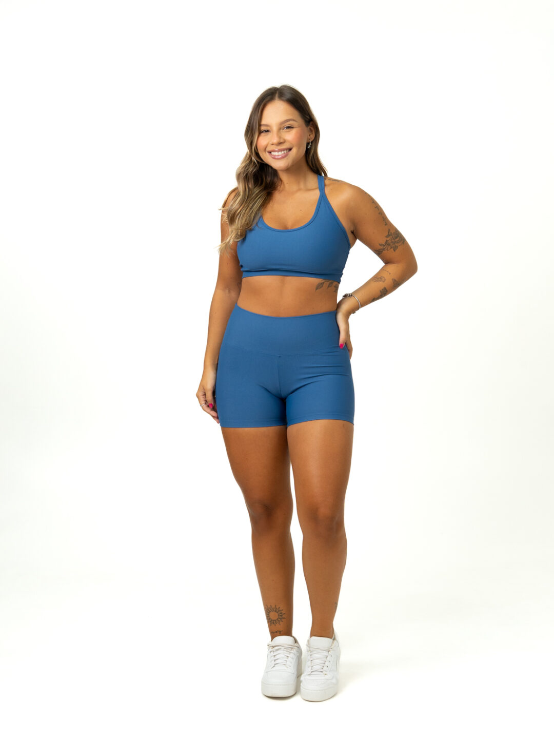 Short Básico + Top Luna - Light Azul Índigo