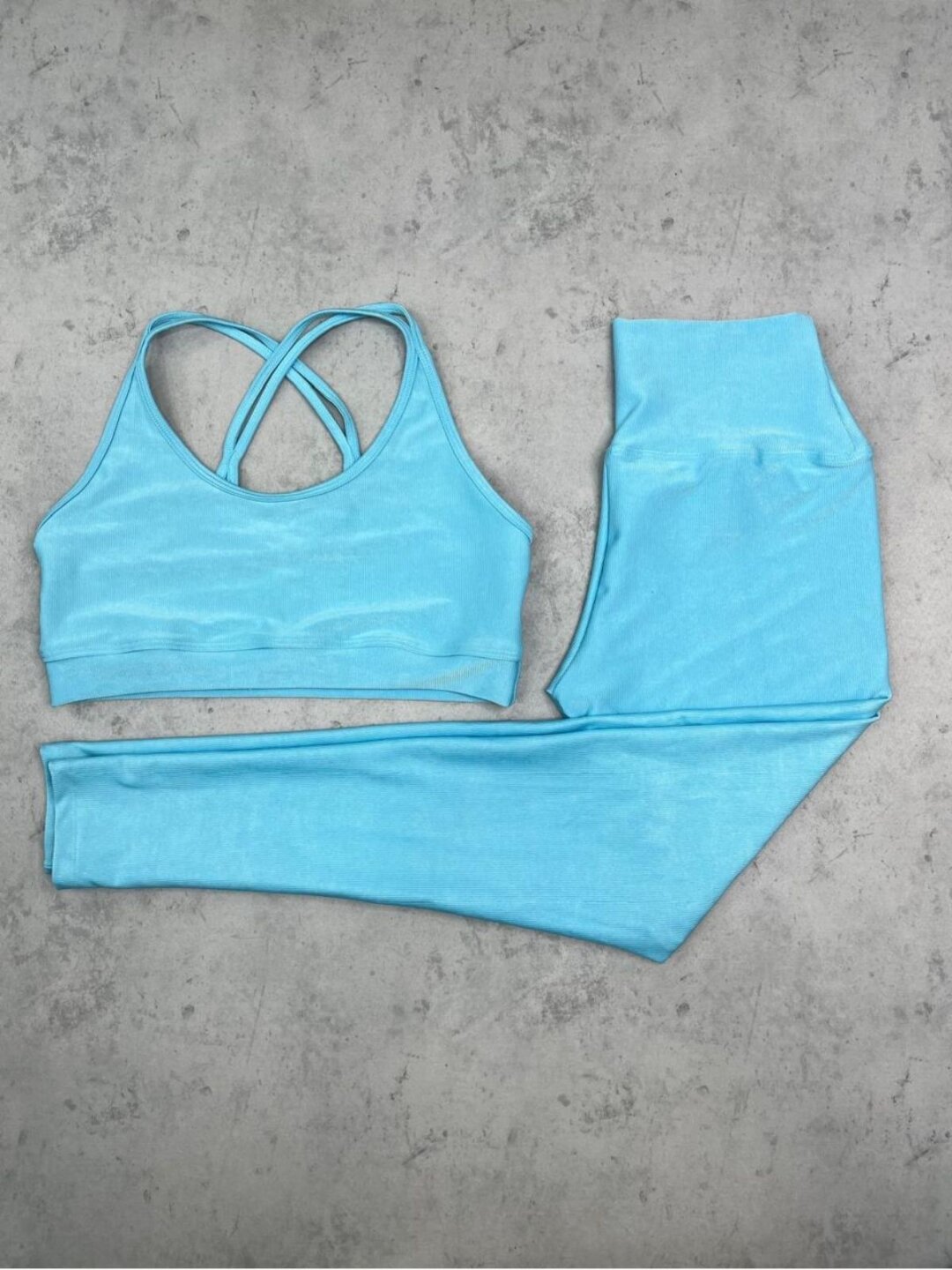 Legging Básica + Top Luna – Compressão Azul Candy