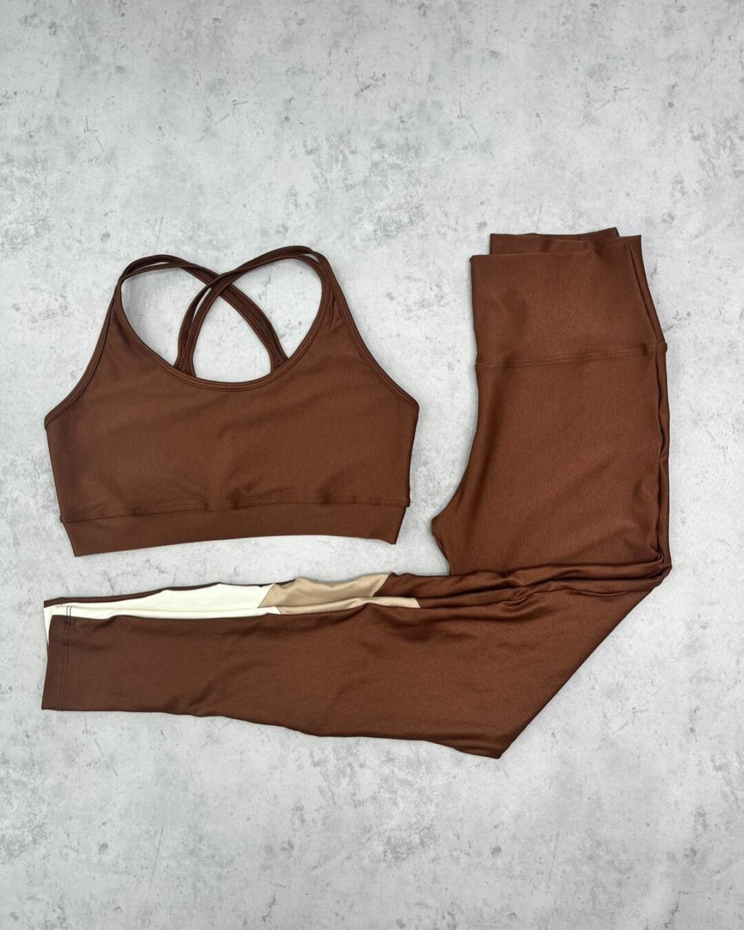 Legging Anna + Top Luna - Compressão Café/Nude/Off White