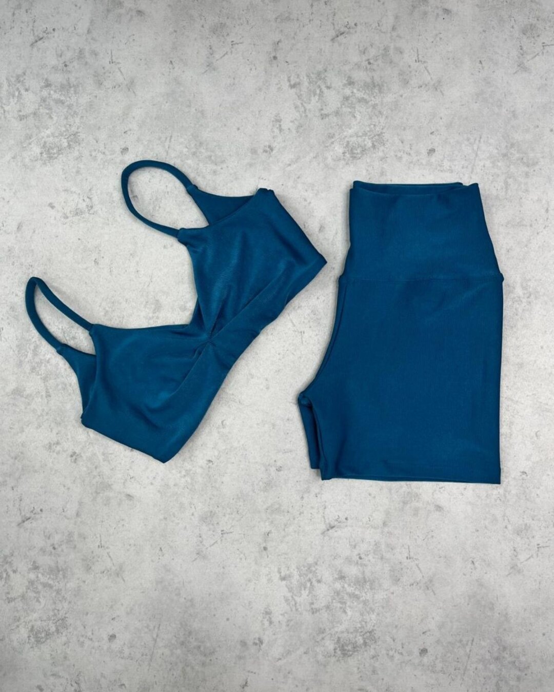 Short Básico + Top Lívia - Compressão Azul Grisaceo