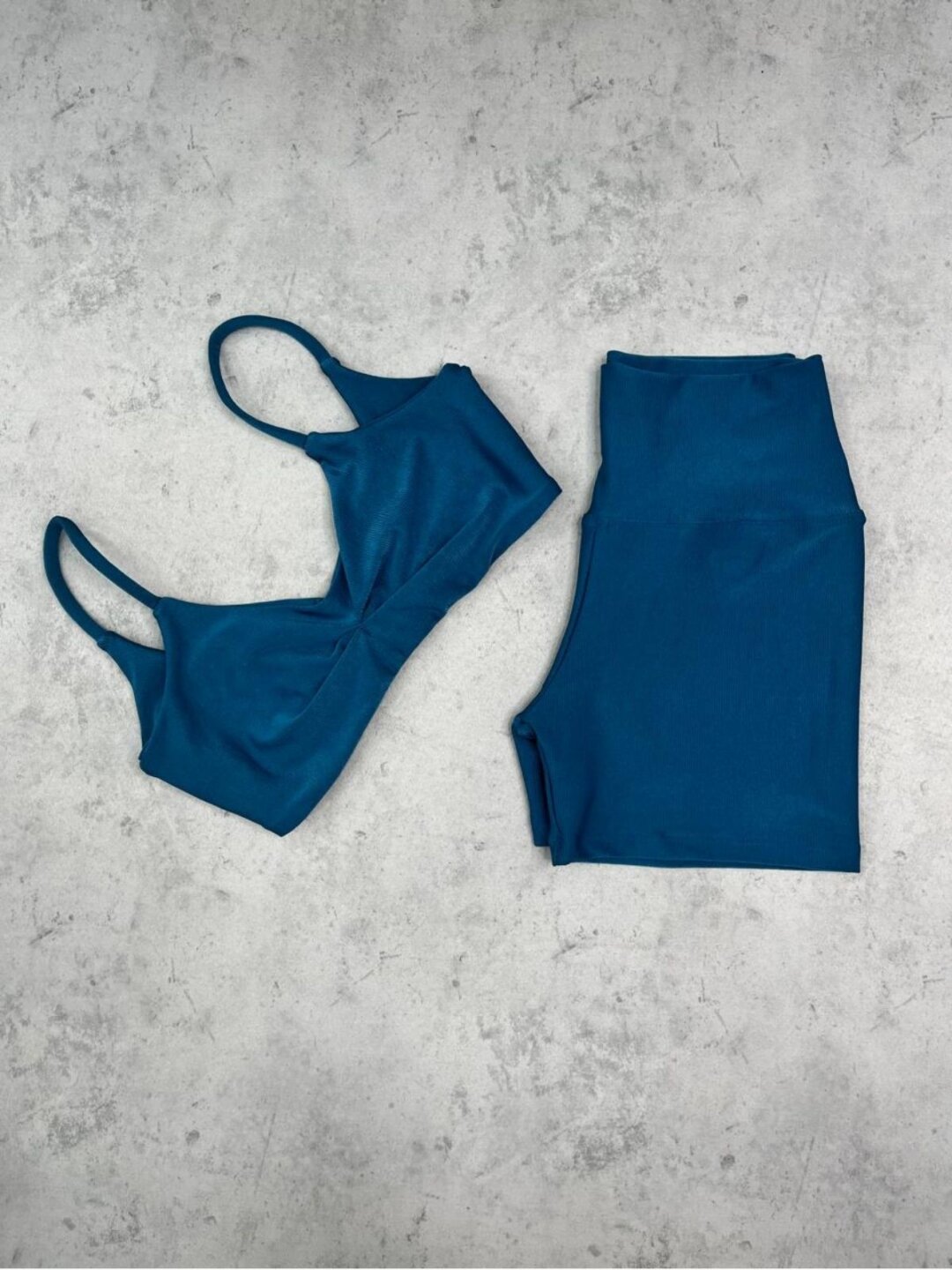 Short Básico + Top Lívia - Compressão Azul Grisaceo