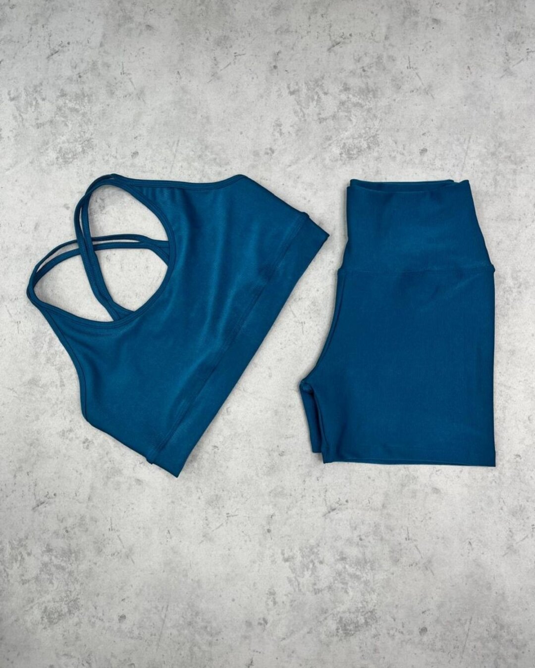 Short Básico + Top Luna- Compressão Azul Grisaceo