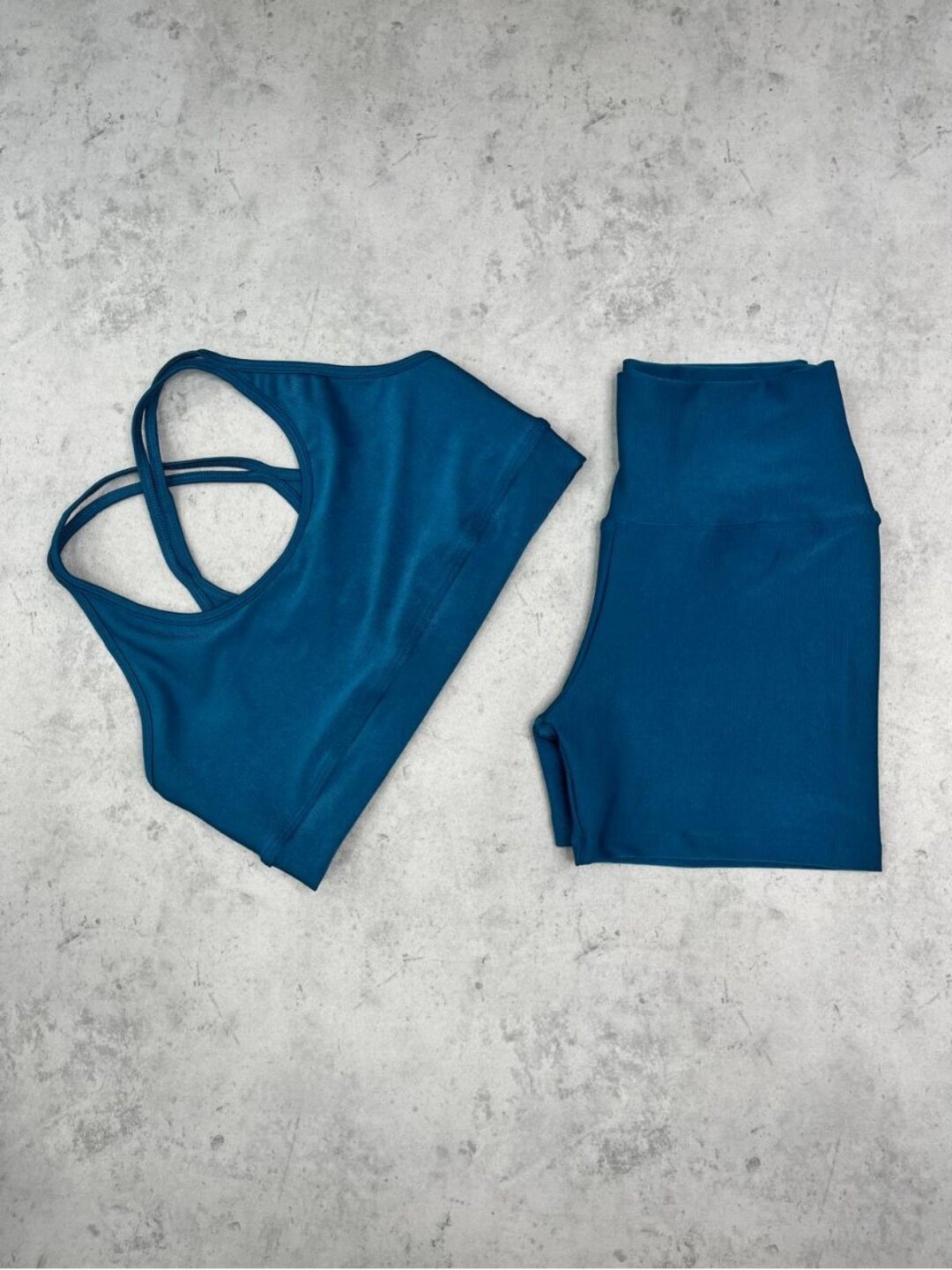 Short Básico + Top Luna- Compressão Azul Grisaceo