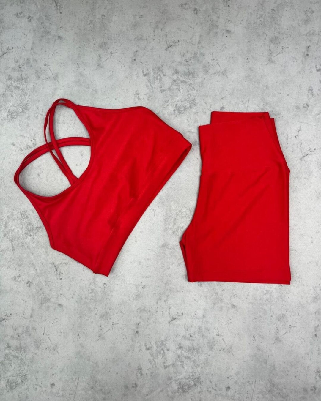 Short Básico + Top Luna- Compressão Vermelho Brilhante