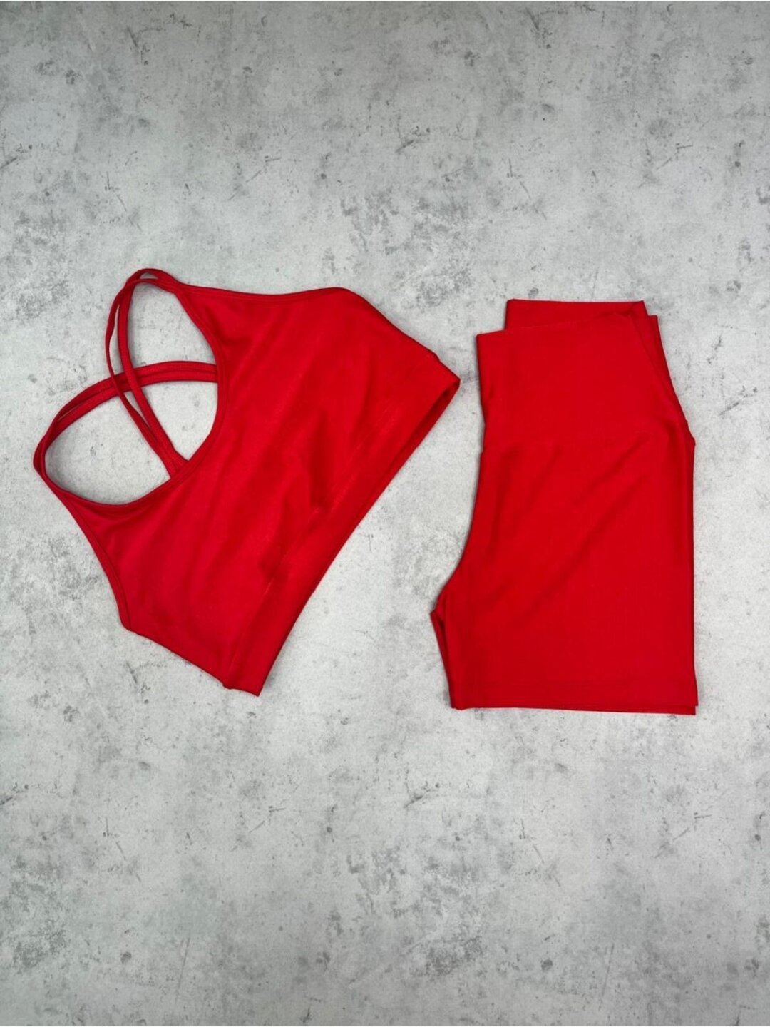 Short Básico + Top Luna- Compressão Vermelho Brilhante