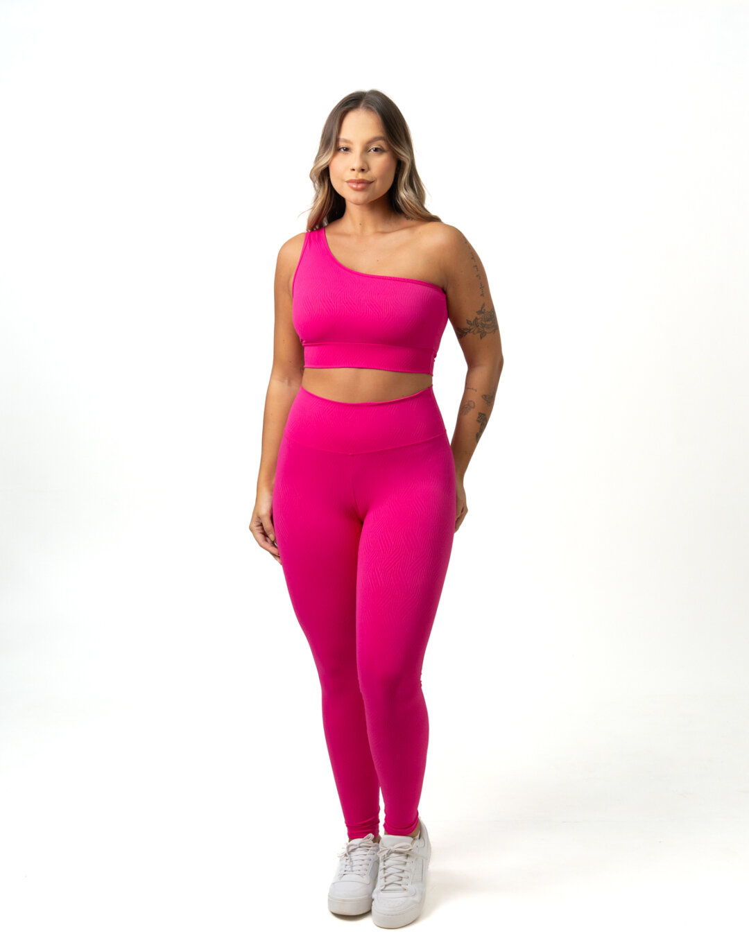 Legging Básica + Top Sophia - Textura Zigue Fit Rosa Pink