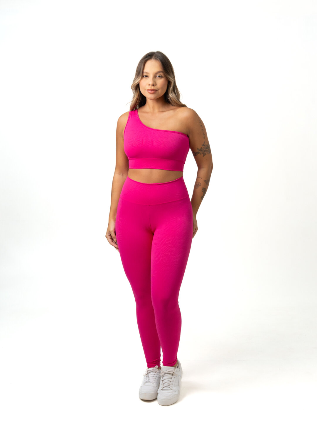 Legging Básica + Top Sophia - Textura Zigue Fit Rosa Pink