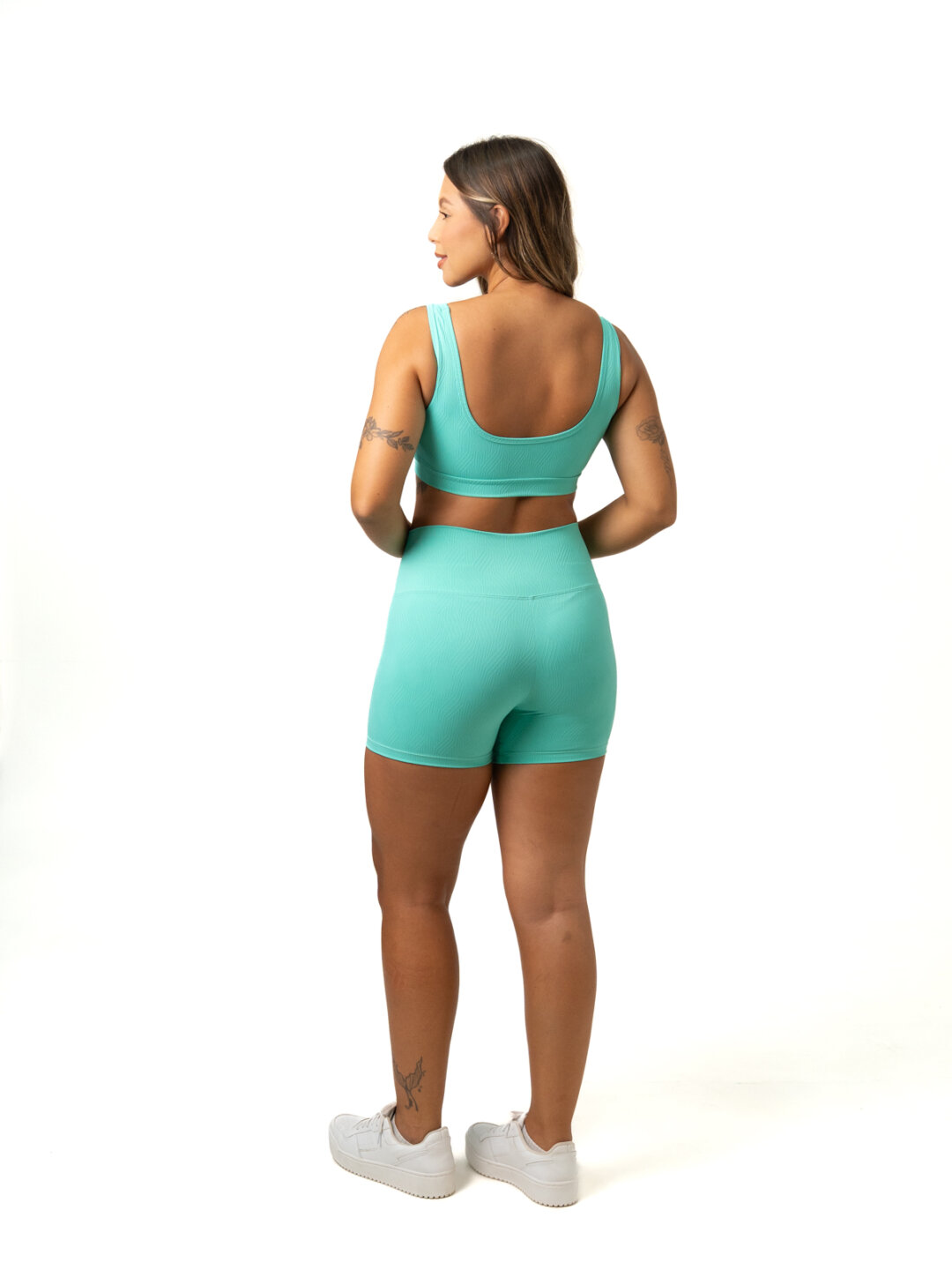 Short Básico + Top Anna - Textura Zigue Fit Verde Água - Image 2