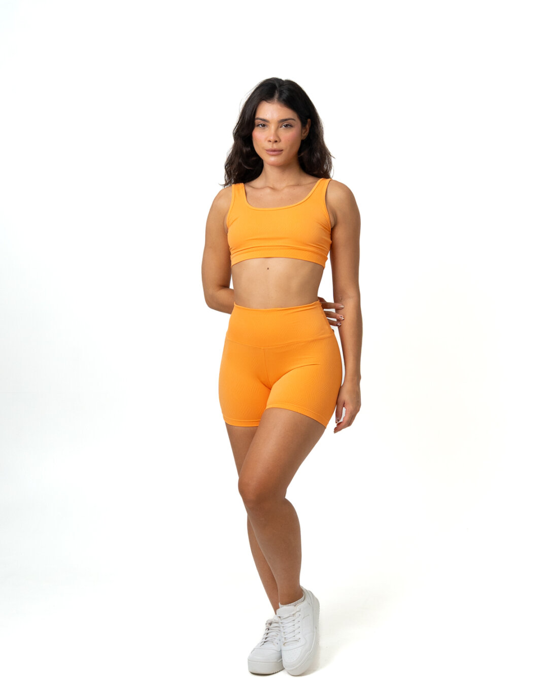 Short Básico + Top Anna - Textura Zigue Fit Laranja