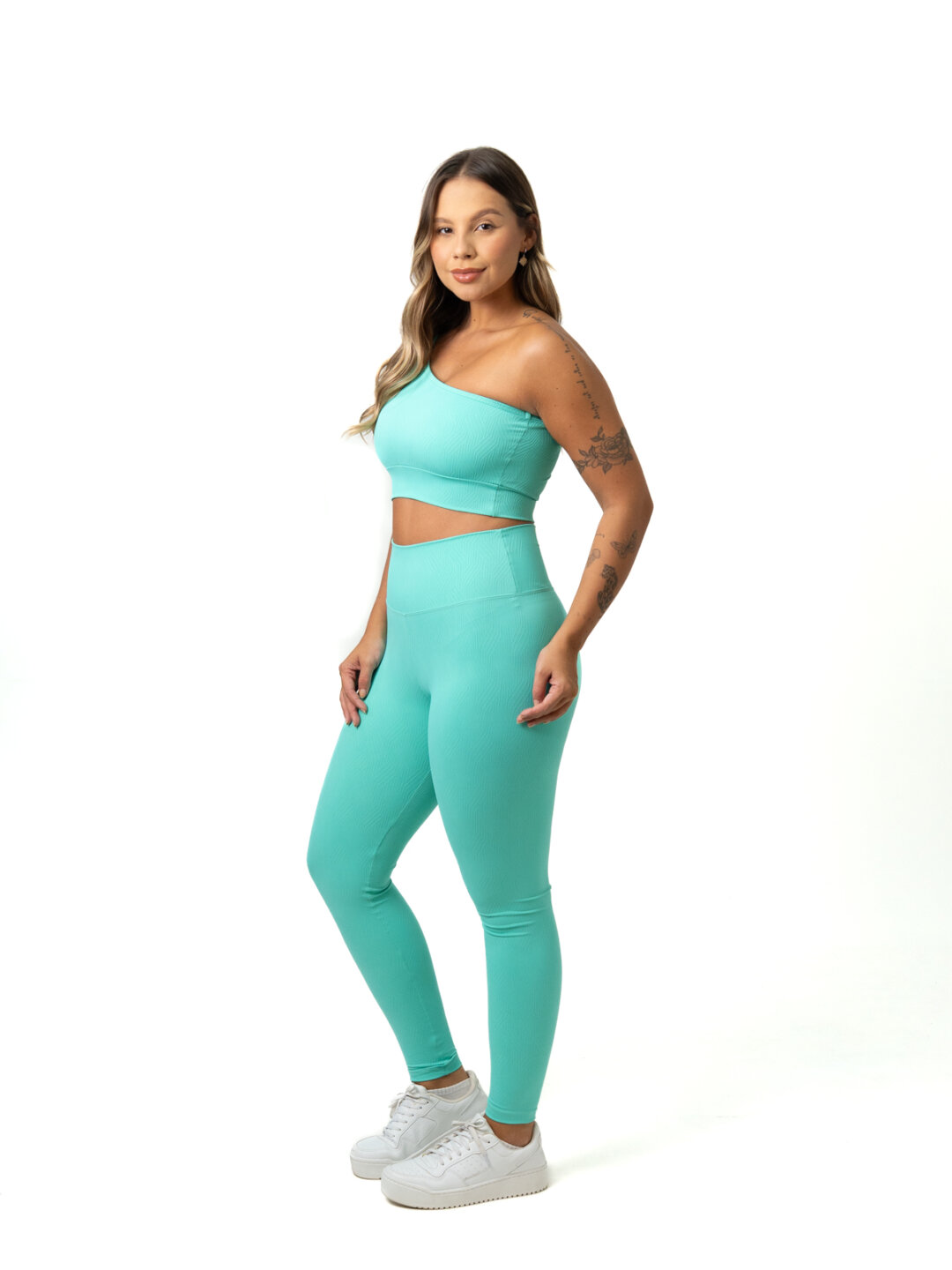 Legging Básica + Top Sophia - Textura Zigue Fit Verde Água - Image 3