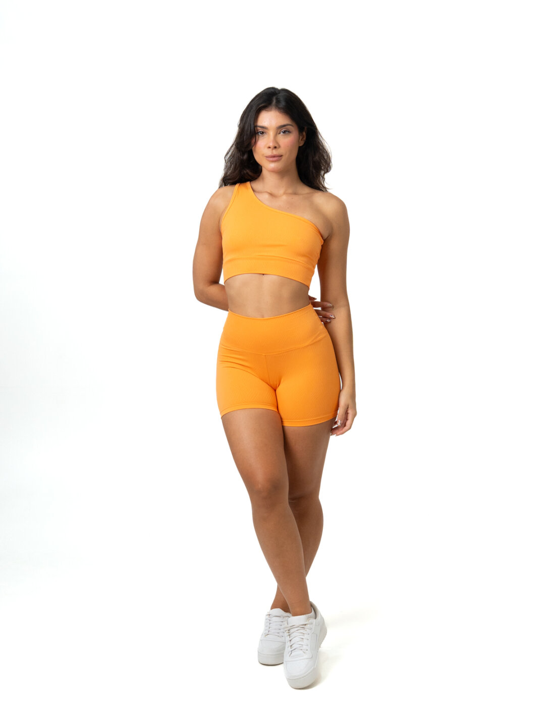 Short Básico + Top Sophia - Textura Zigue Fit Laranja