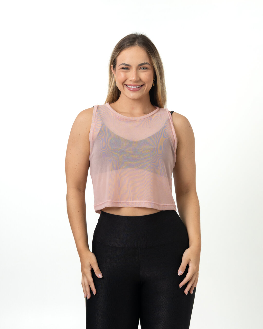Cropped Regata de Tule - Quartzo Rosa
