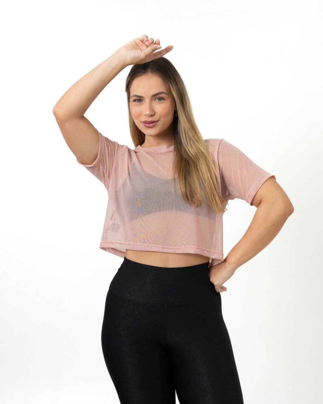 Cropped de Tule - Quartzo Rosa