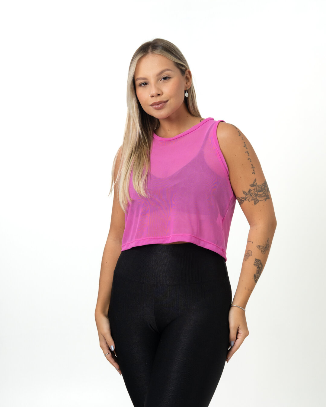 Cropped Regata de Tule - Rosa Barbie