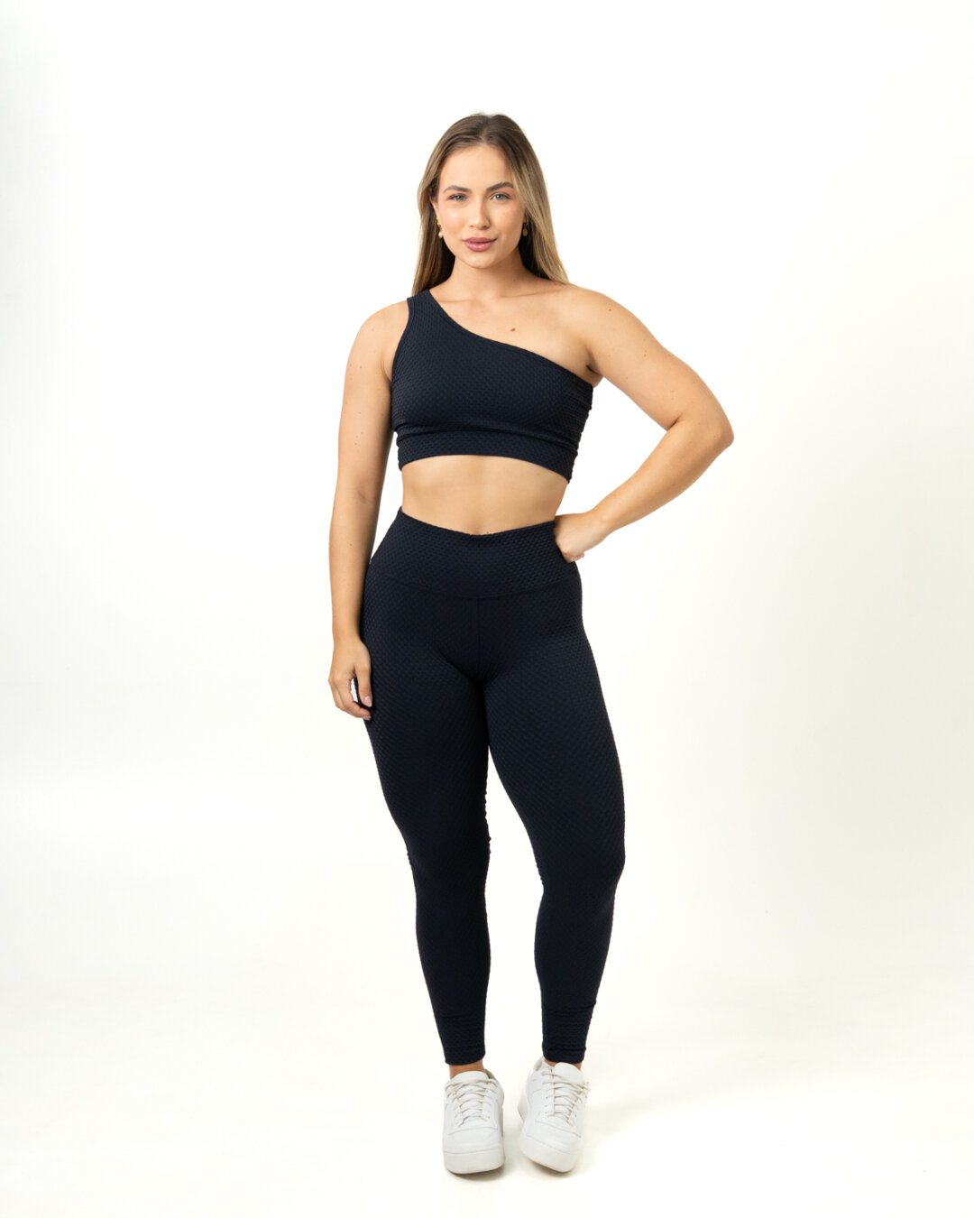 Legging Básica + Top Sophia - Textura Trama Preto