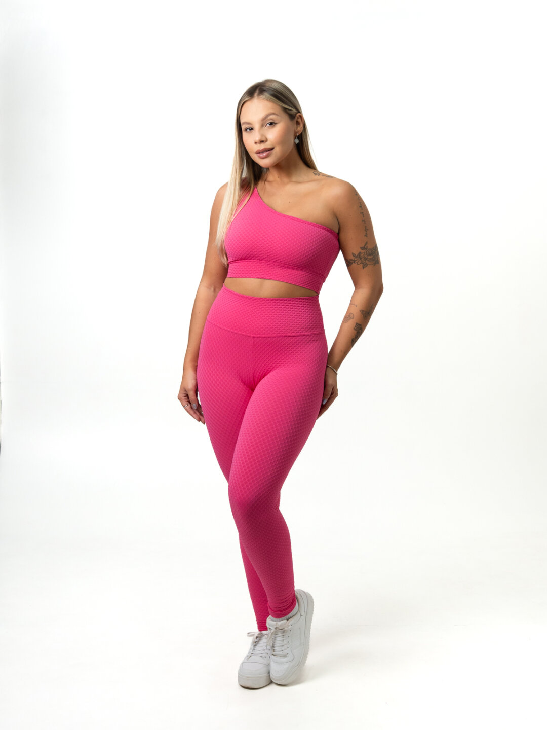 Legging Básica + Top Sophia - Textura Trama Rosa Pink