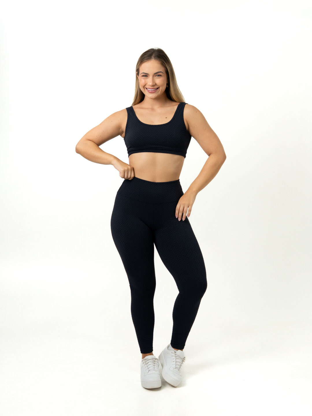 Legging Básica + Top Anna - Textura Trama Preto