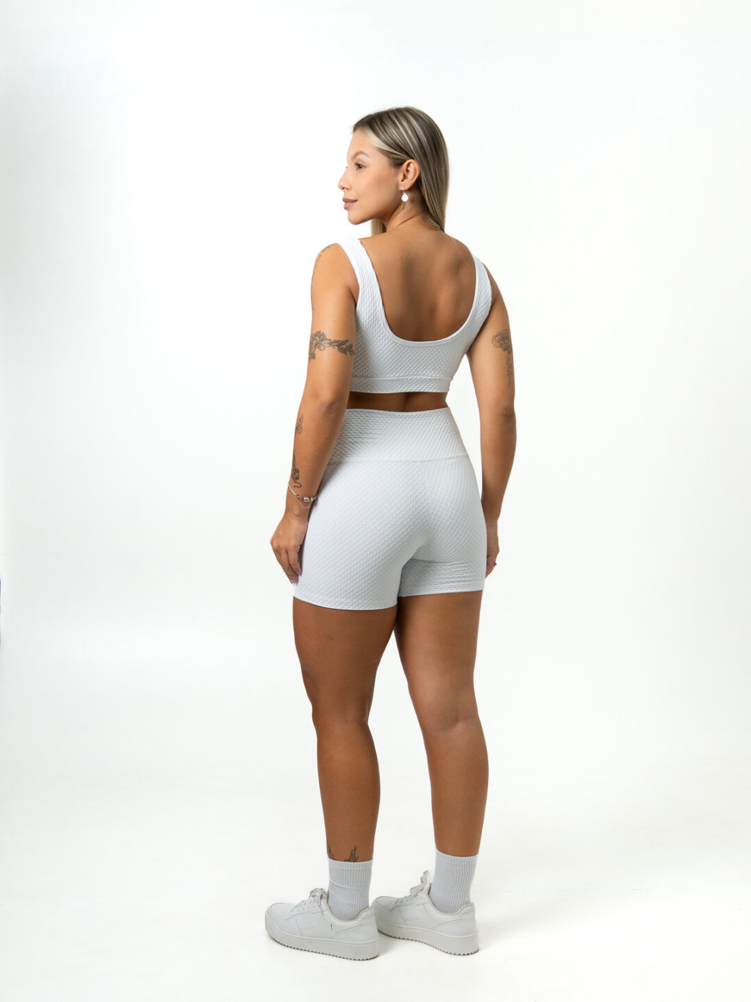 Short Básico + Top Anna - Textura Trama Branco - Image 3
