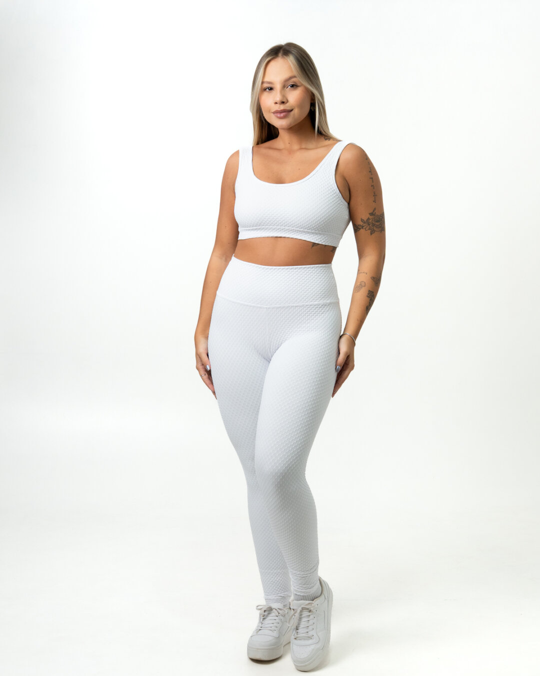 Legging Básica + Top Anna - Textura Trama Branco