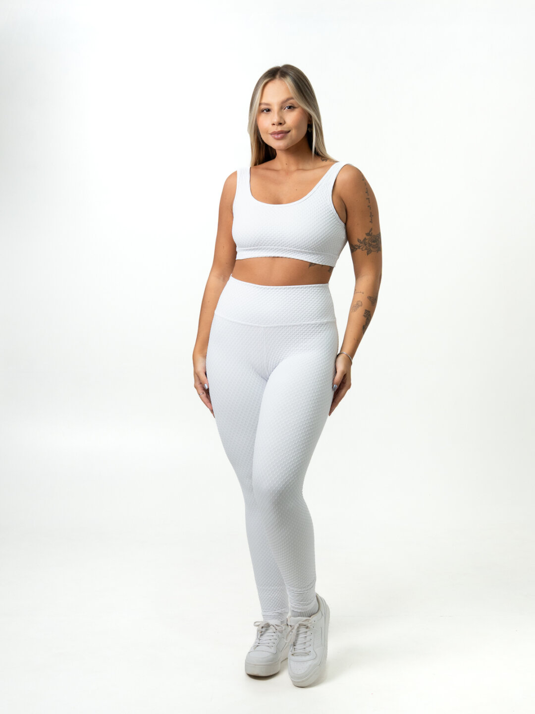 Legging Básica + Top Anna - Textura Trama Branco