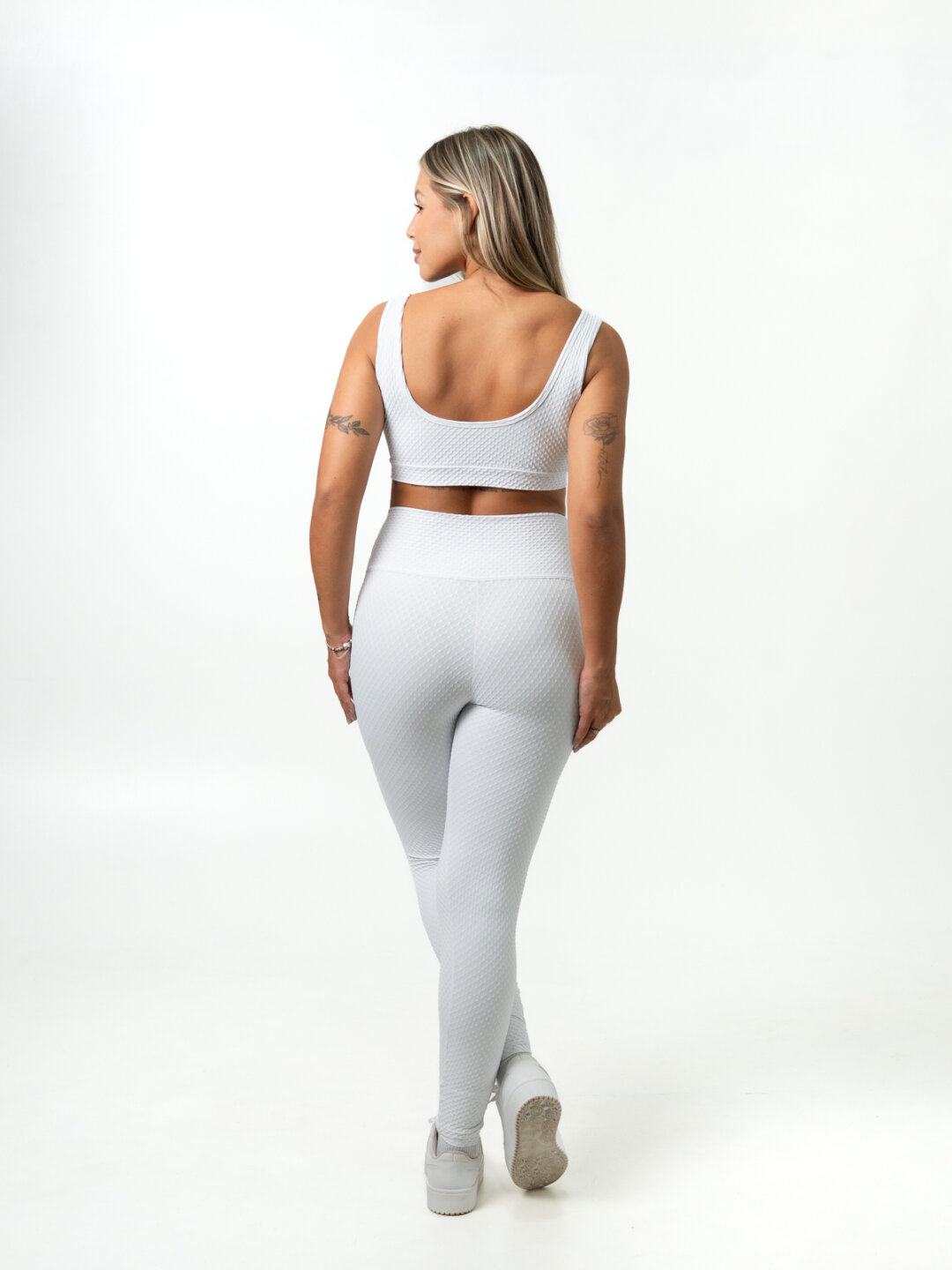 Legging Básica + Top Anna - Textura Trama Branco - Image 2