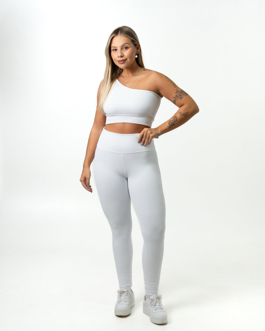 Legging Básica + Top Sophia - Textura Trama Branco