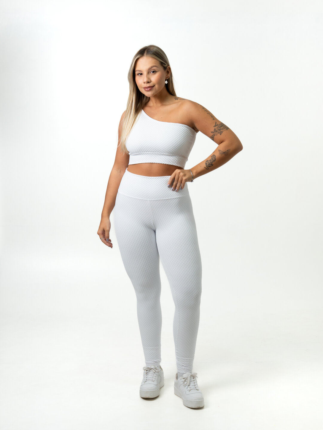 Legging Básica + Top Sophia - Textura Trama Branco