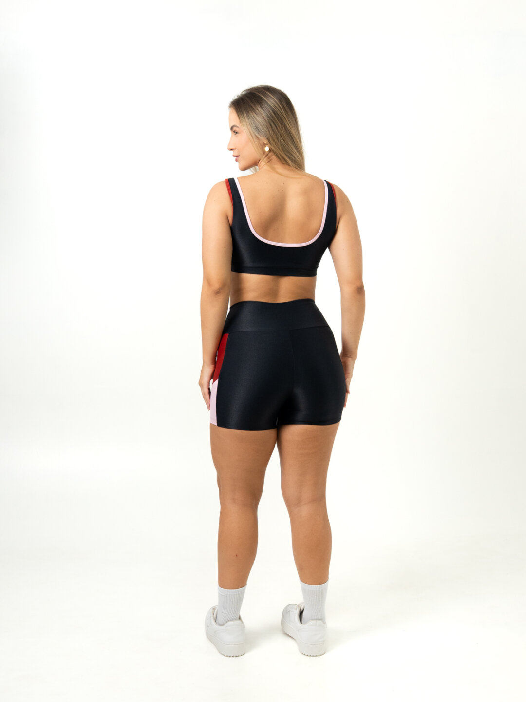 Conjunto Short Anna - Preto/Maça do Amor/Rosa Bebê - Image 3