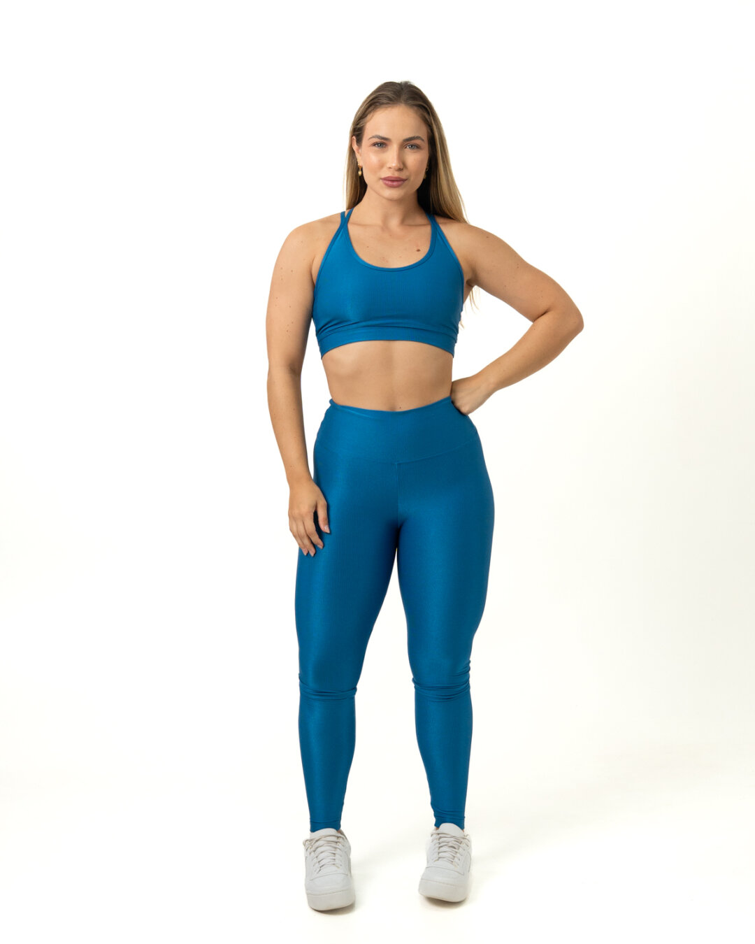Legging Básica + Top Luna – Compressão Azul Celeste