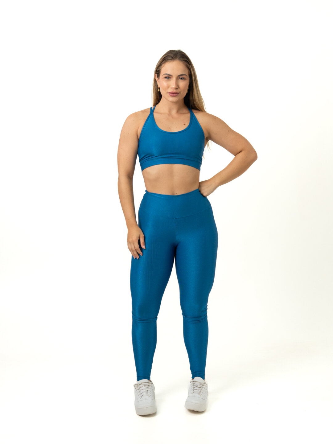 Legging Básica + Top Luna – Compressão Azul Celeste