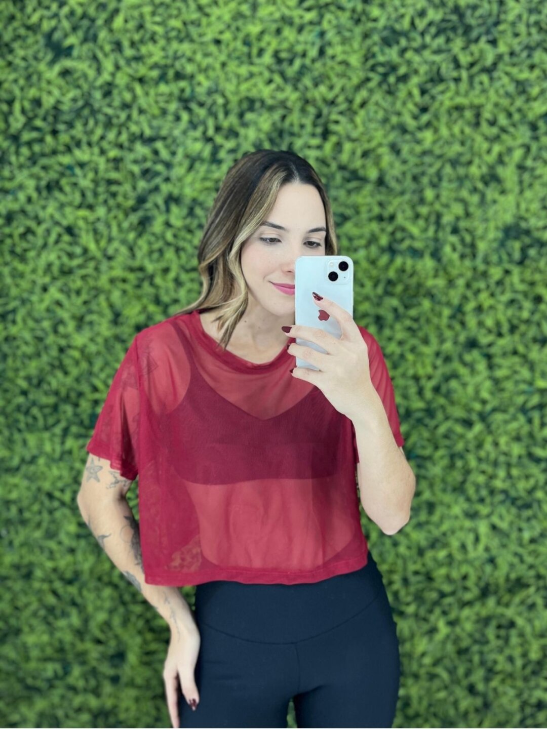 Cropped de Tule - Cereja