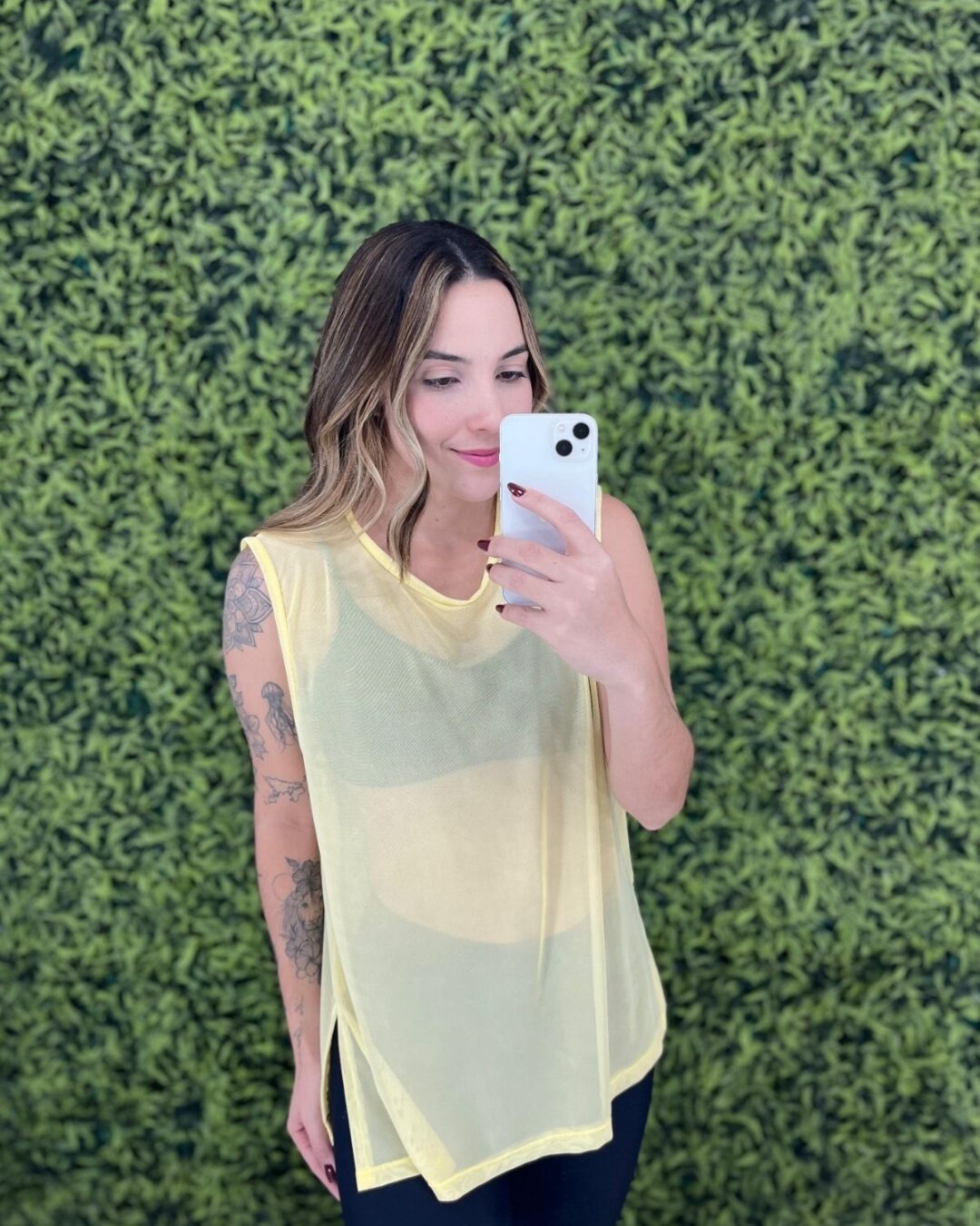 Regata Basic de Tule - Amarelo Canário - Único
