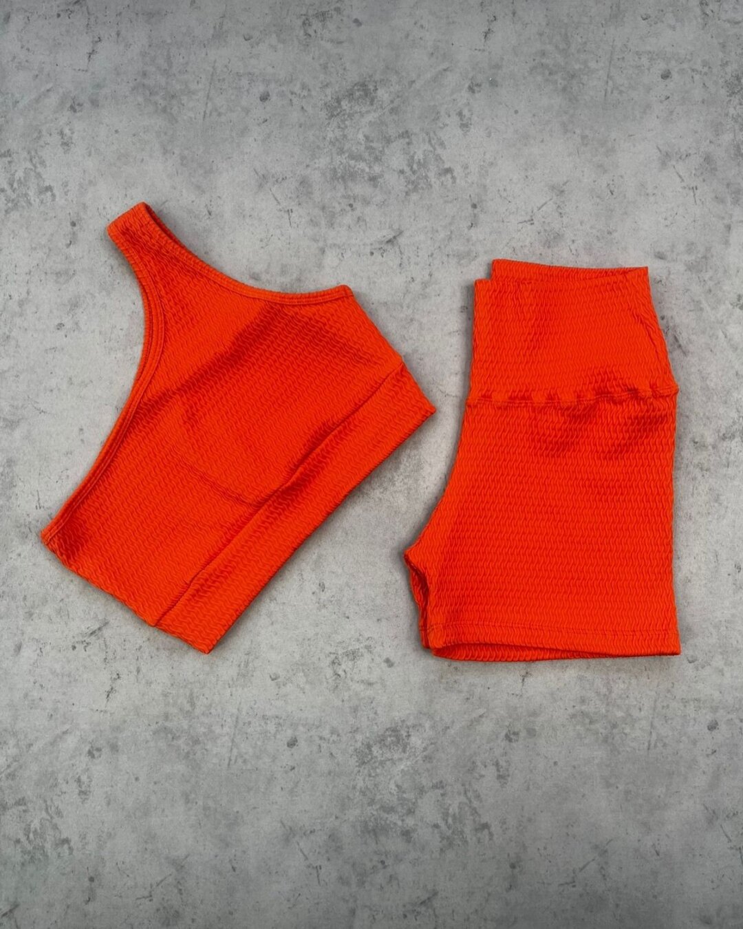 Short Básico + Top Sophia - Textura Prisma Laranja