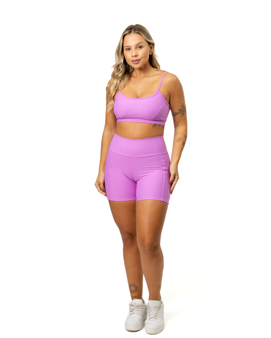 Bermuda c/ Bolso + Top Manu - Light Jasmim Roxo