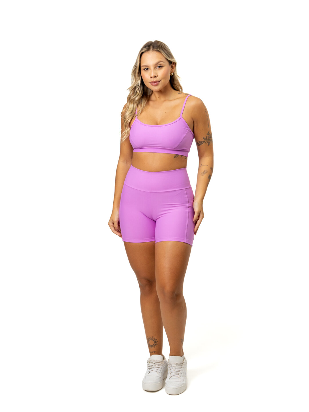 Bermuda c/ Bolso + Top Manu - Light Jasmim Roxo