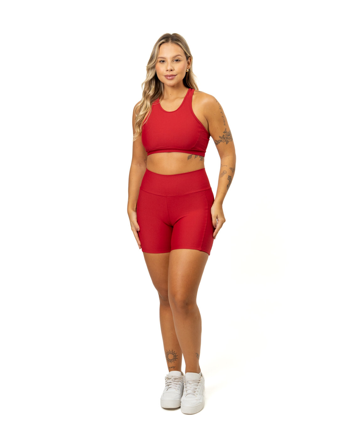 Bermuda c/ Bolso + Top Aline - Light Vermelho