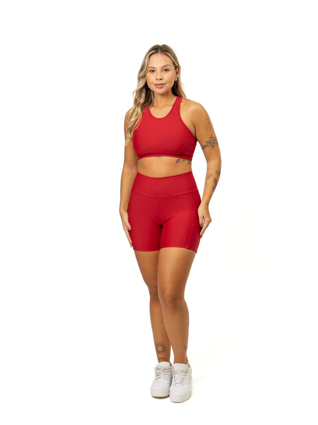 Bermuda c/ Bolso + Top Aline - Light Vermelho