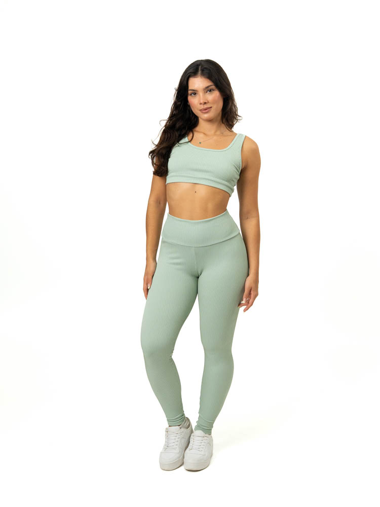 Legging Básica + Top Anna – Canelado Verde Hortelã