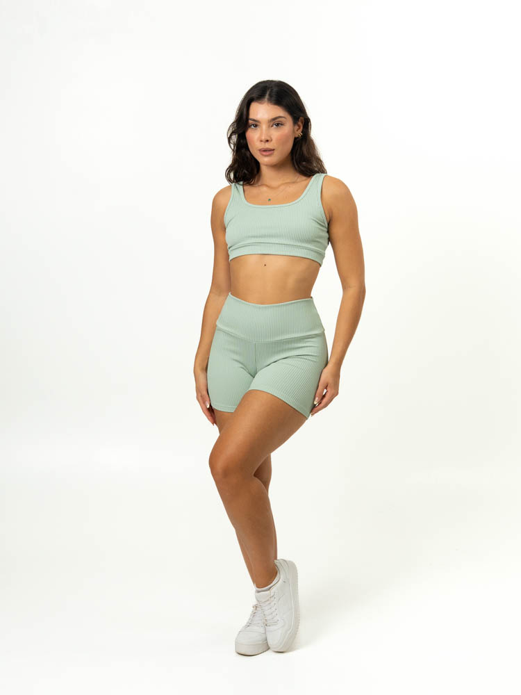 Short Básico + Top Anna – Canelado Verde Hortelã