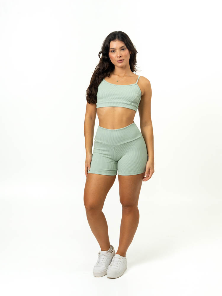 Short Básico + Top Manu – Canelado Verde Hortelã