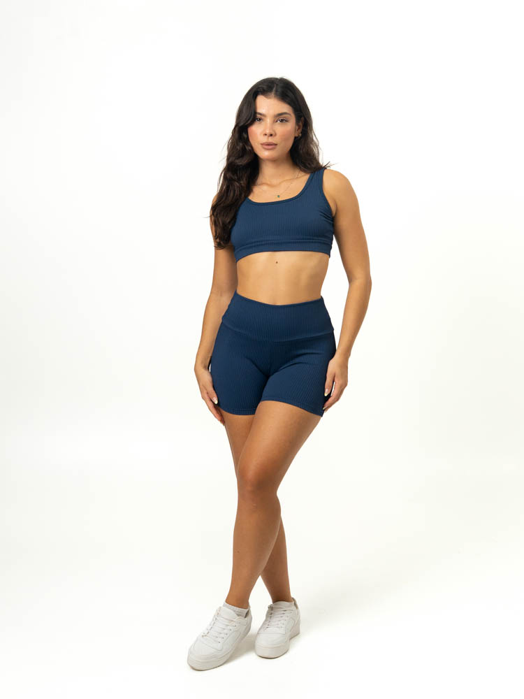 Short Básico + Top Anna – Canelado Azul Marinho