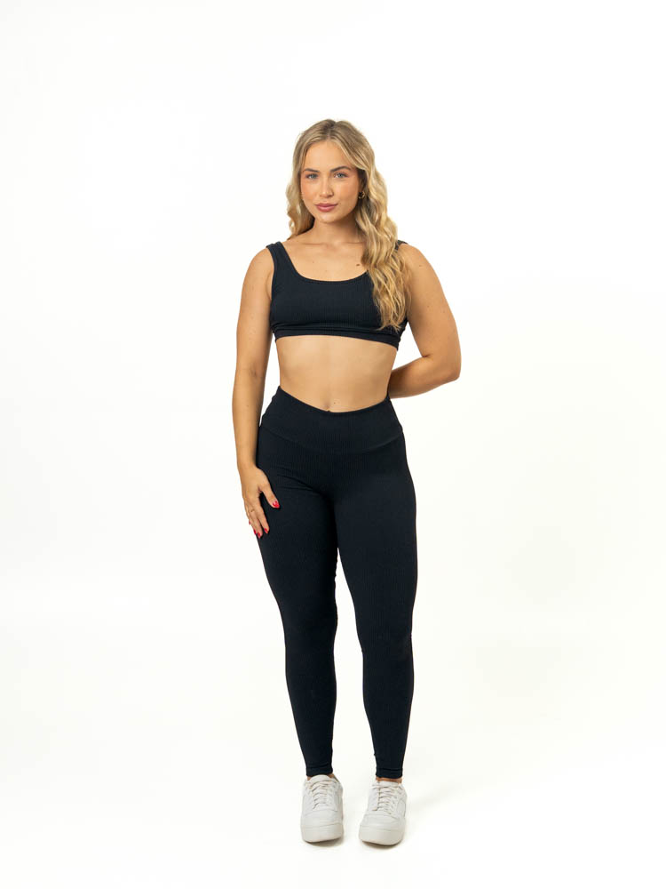 Legging Básica + Top Anna – Canelado Preto
