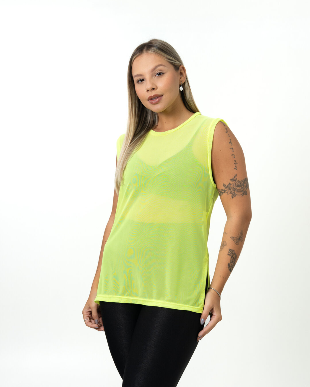 Regata Basic de Tule - Amarelo Neon