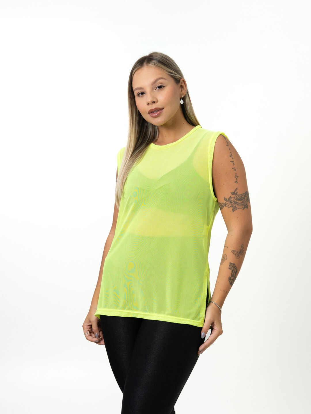 Regata Basic de Tule - Amarelo Neon