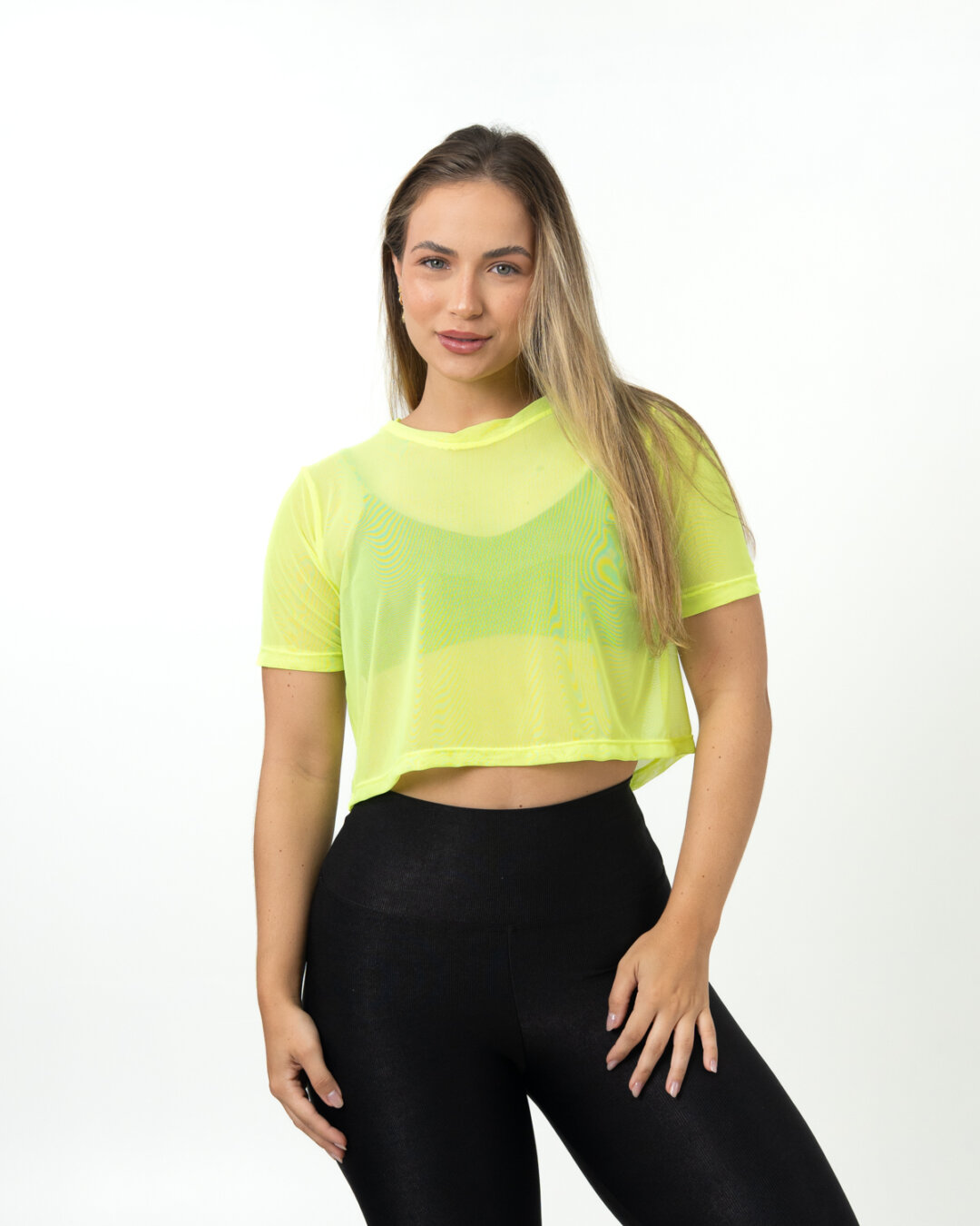 Cropped de Tule - Amarelo Neon