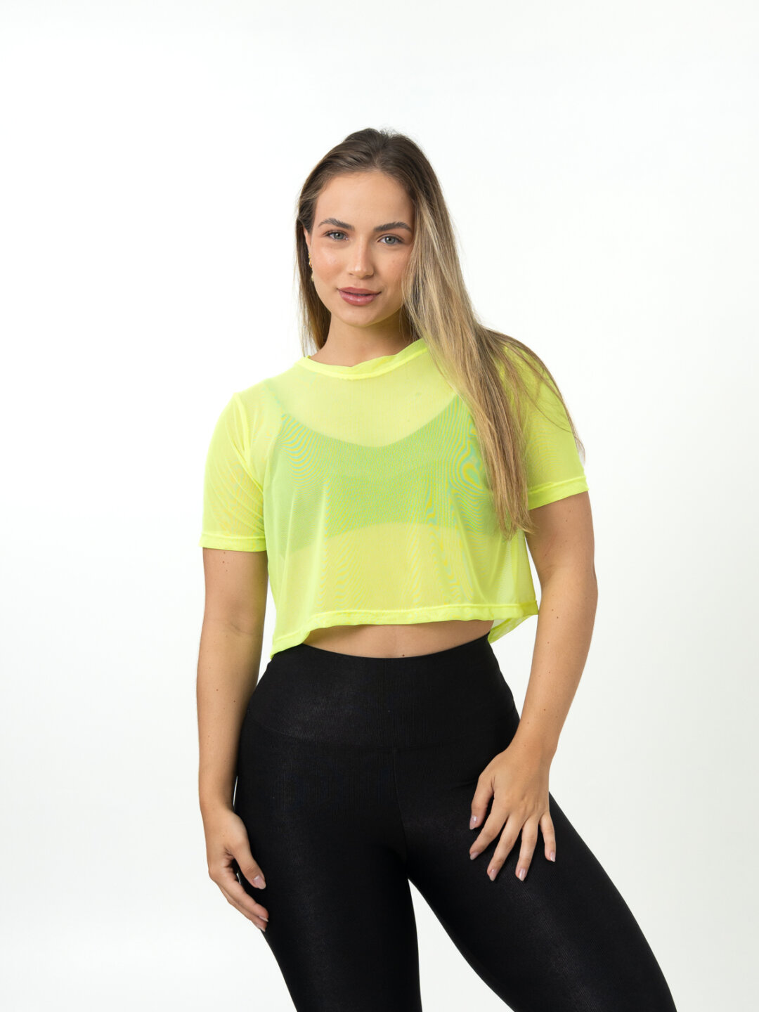 Cropped de Tule - Amarelo Neon