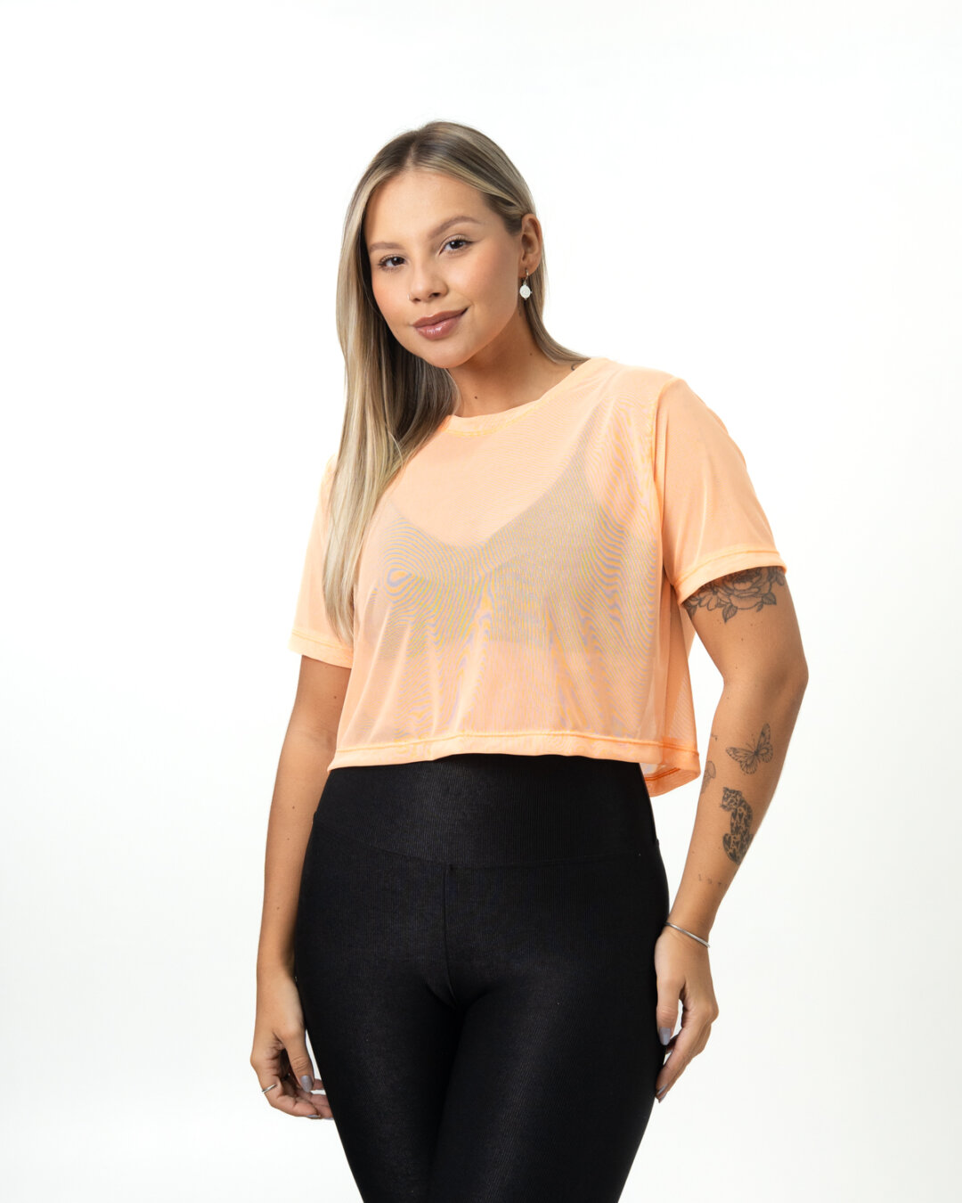 Cropped de Tule - Laranja Neon